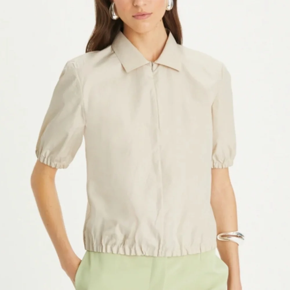 NWT Tory Burch Poplin Zip Polo